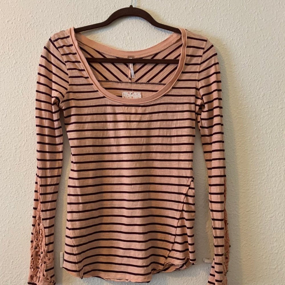 Pink striped long sleeve shirt